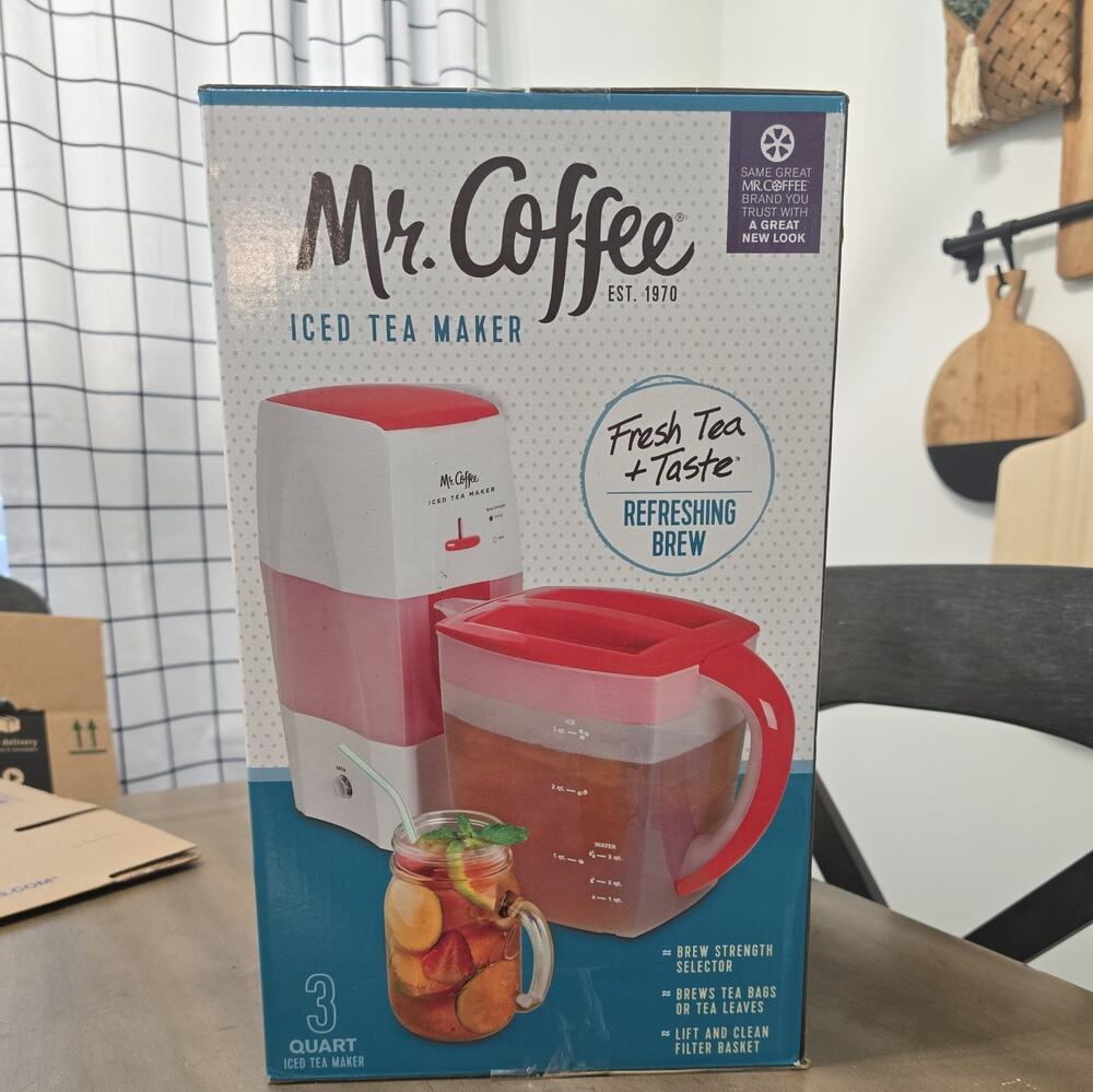 New! Mr. Coffee 3 Quart Iced Tea Maker & Pitcher - Red TM75R